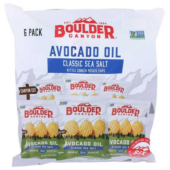 Boulder Canyon Avocado Oil Classic Sea Salt Potato Chips, 1.25 Ounce -- 48 per Case.