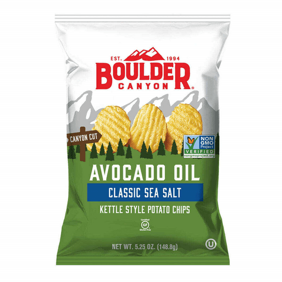 Boulder Canyon Avocado Oil & Sea Salt Kettle Cooked Potato Chips, 3-Pack 5.25 oz. Bags