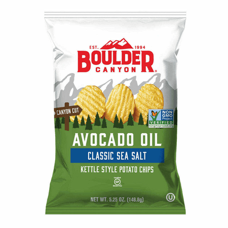 Boulder Canyon Avocado Oil & Sea Salt Kettle Cooked Potato Chips, 6-Pack 5.25 oz. Bags