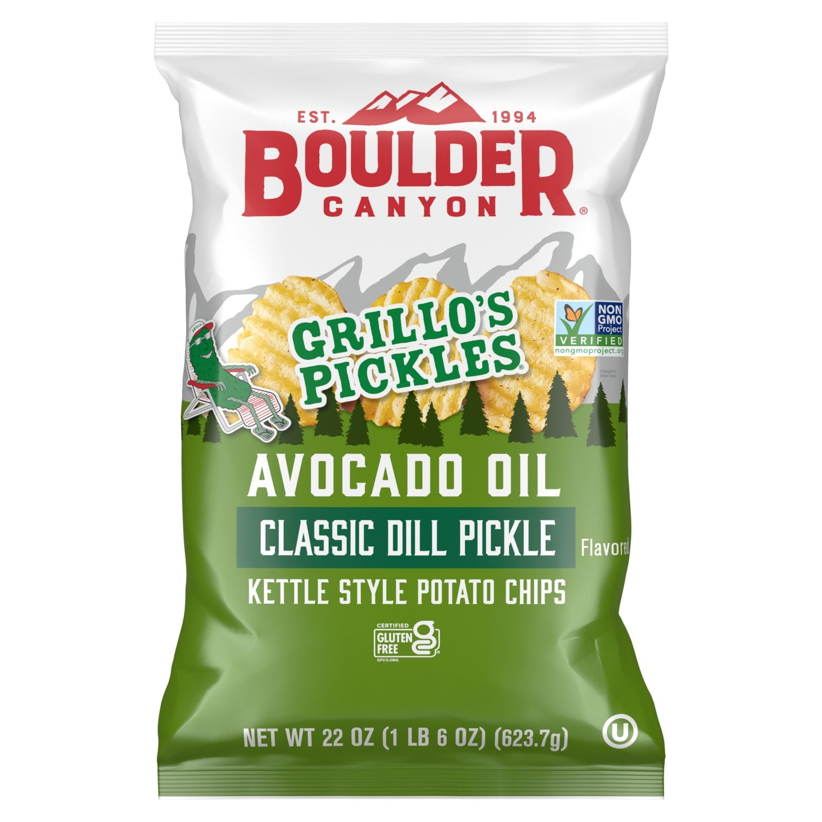 Boulder Canyon Classic Dill Pickle Potato Chips, 22 Ounce