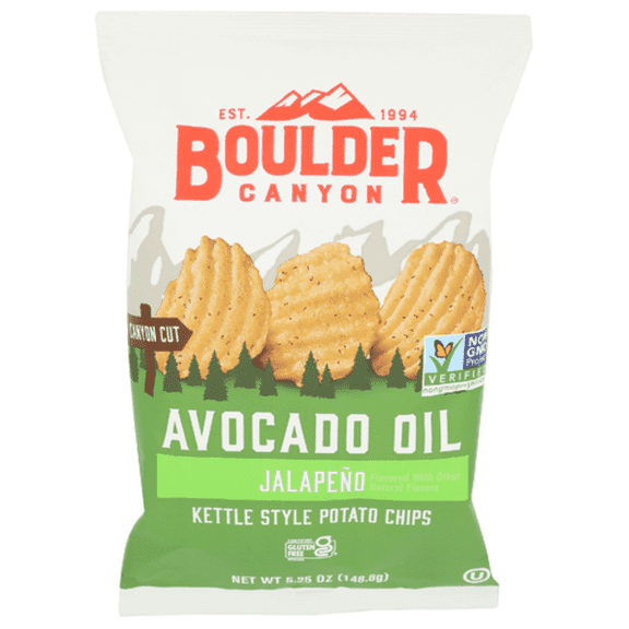 Boulder Canyon Jalapeno Avocado Oil Canyon Cut Potato Chips 5.25 oz - Pack of 3