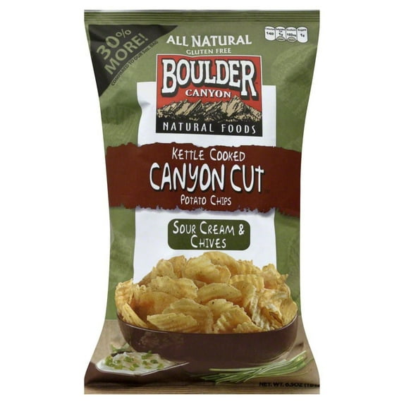 Boulder Canyon Kettle Cooked Canyon Cut Potato Chips Sour Cream & Chives, 6.5 Oz