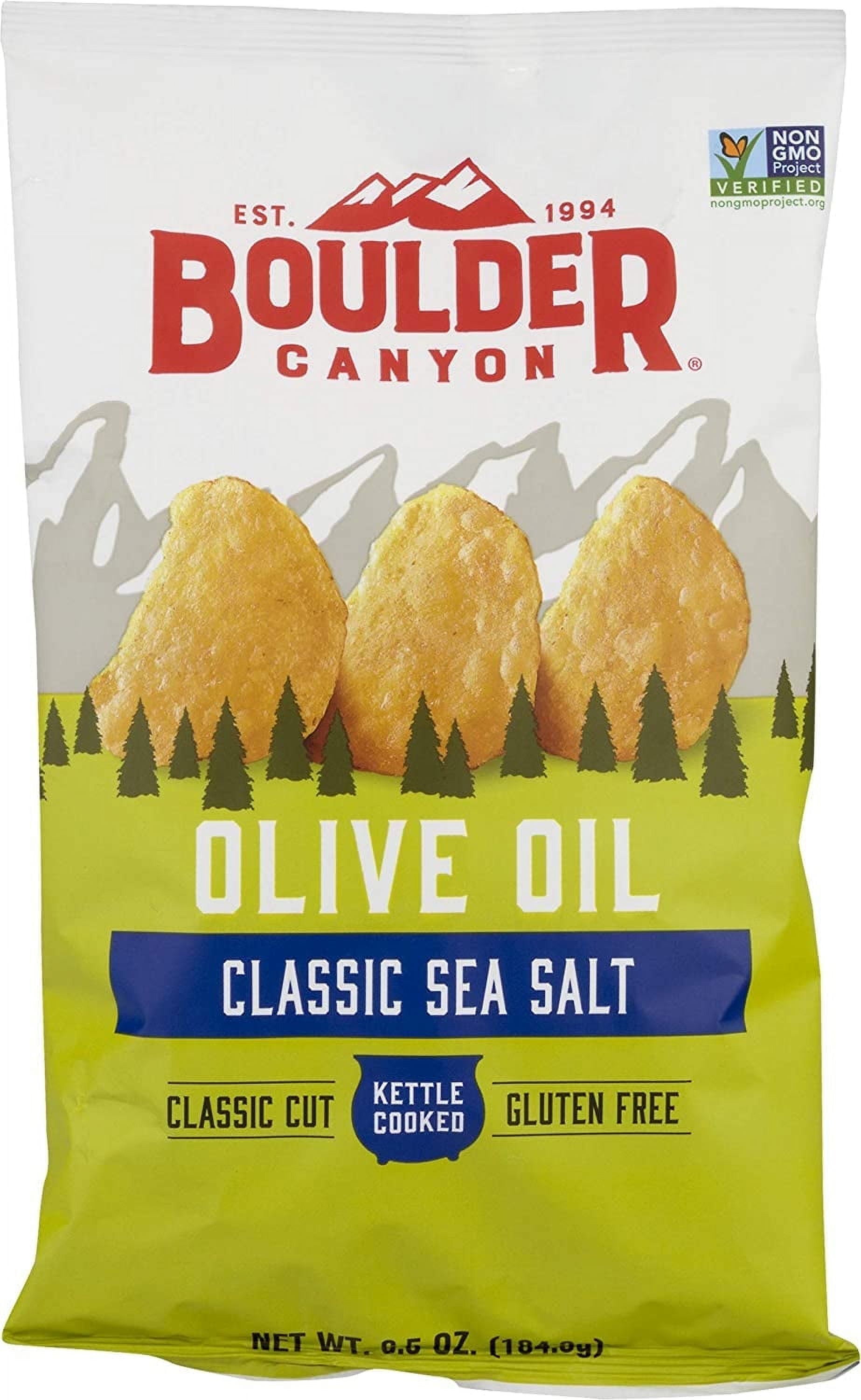 Boulder Canyon Kettle Cooked Potato Chips Olive Oil 6.5 oz Pack of 4