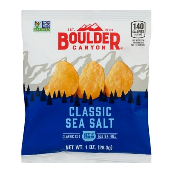 Boulder Canyon Kettle Cooked Potato Chips, Sea Salt, 1 Oz (Pack of 72)