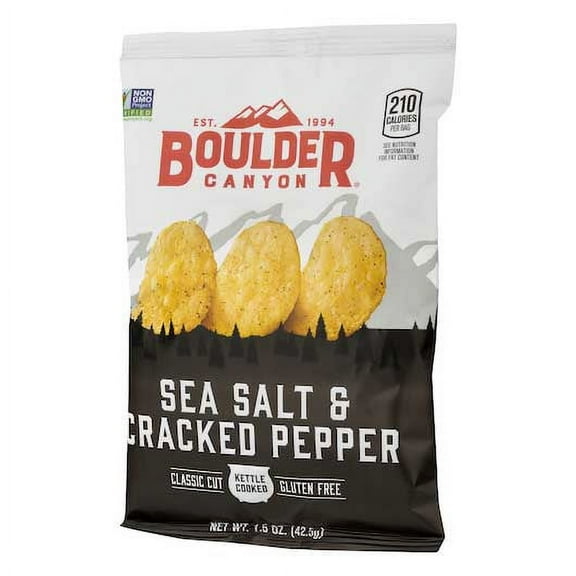 Boulder Canyon Kettle Cooked Potato Chips Sea Salt & Pepper 1.5 oz. (55 count)
