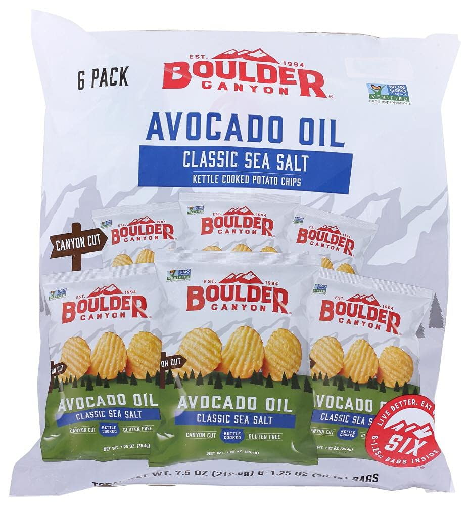 Boulder Canyon Kettle Style Potato Chips Avocado Oil Classic Sea Salt 7.5 oz Pack of 2
