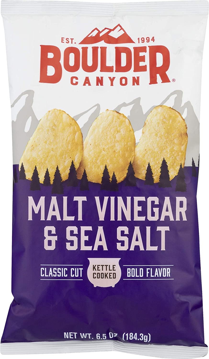 Boulder Canyon Kettle Style Potato Chips Malt Vinegar & Sea Salt 6.5 oz