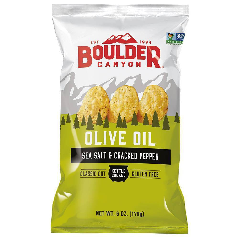 Boulder Canyon Olive Oil Classic Cut Kettle Cooked Potato Chips Sea