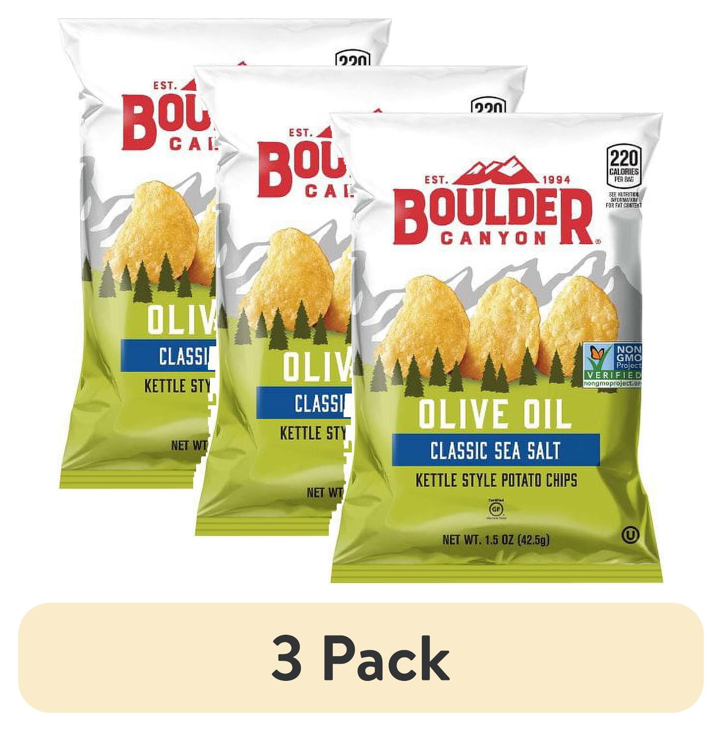 (3 pack) Boulder Canyon Olive Oil Kettle Cooked Potato Chips, 12087