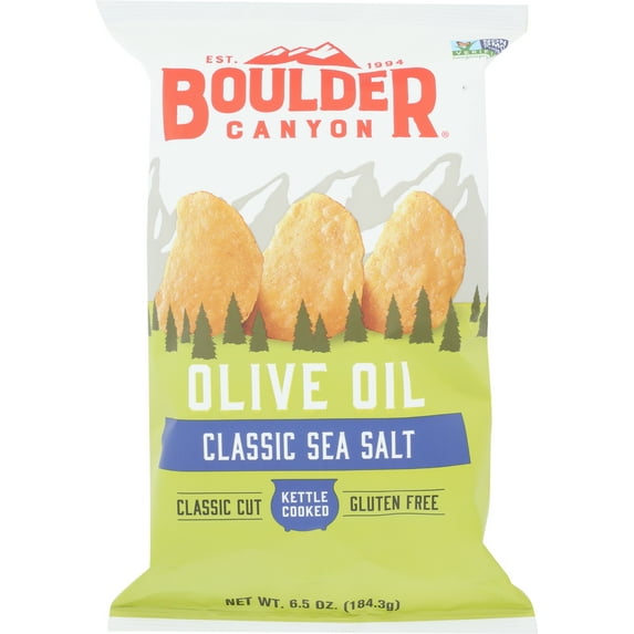 Boulder Canyon Olive Oil Kettle Cooked Potato Chips, 6.5 Oz (Pack of 12)