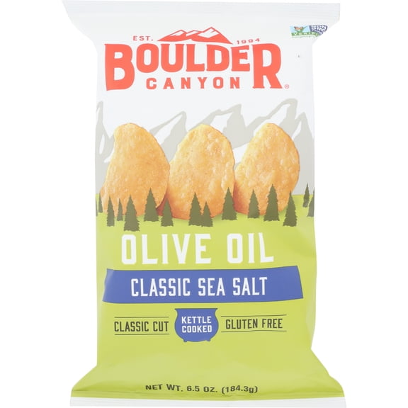 Boulder Canyon Olive Oil Kettle Cooked Potato Chips, 6.5 Oz (Pack of 12)