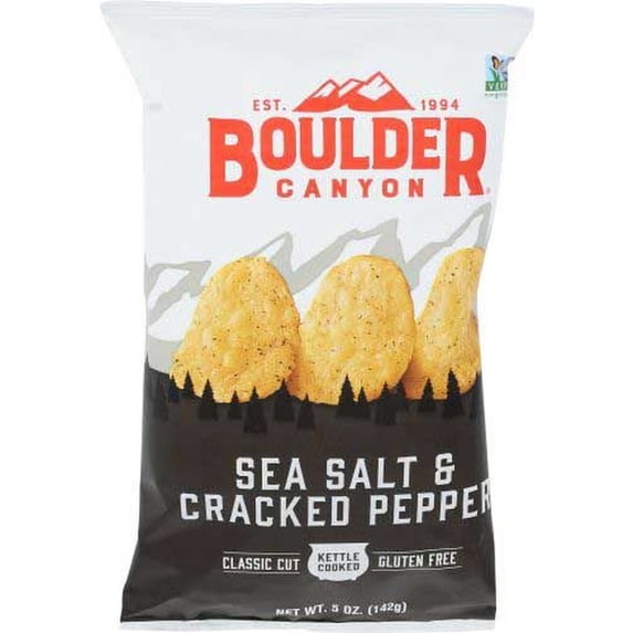 Boulder Canyon Sea Salt and Cracked Pepper Potato Chips, 5 Ounce -- 12 per Case.