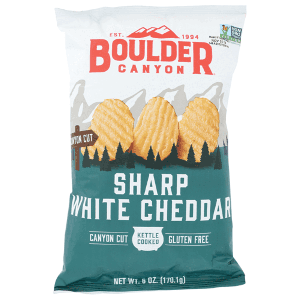 Boulder Canyon Kettle Cooked Potato Chips Sharp White Cheddar 12