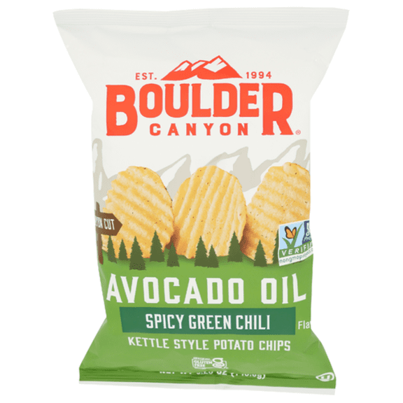 Boulder Canyon Spicy Green Chili Avocado Oil Kettle Potato Chips 5.25 oz