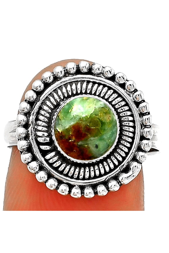 Boulder Chrysoprase - Australia 925 Sterling Silver Ring s.8 Jewelry R-1388 SDR185770