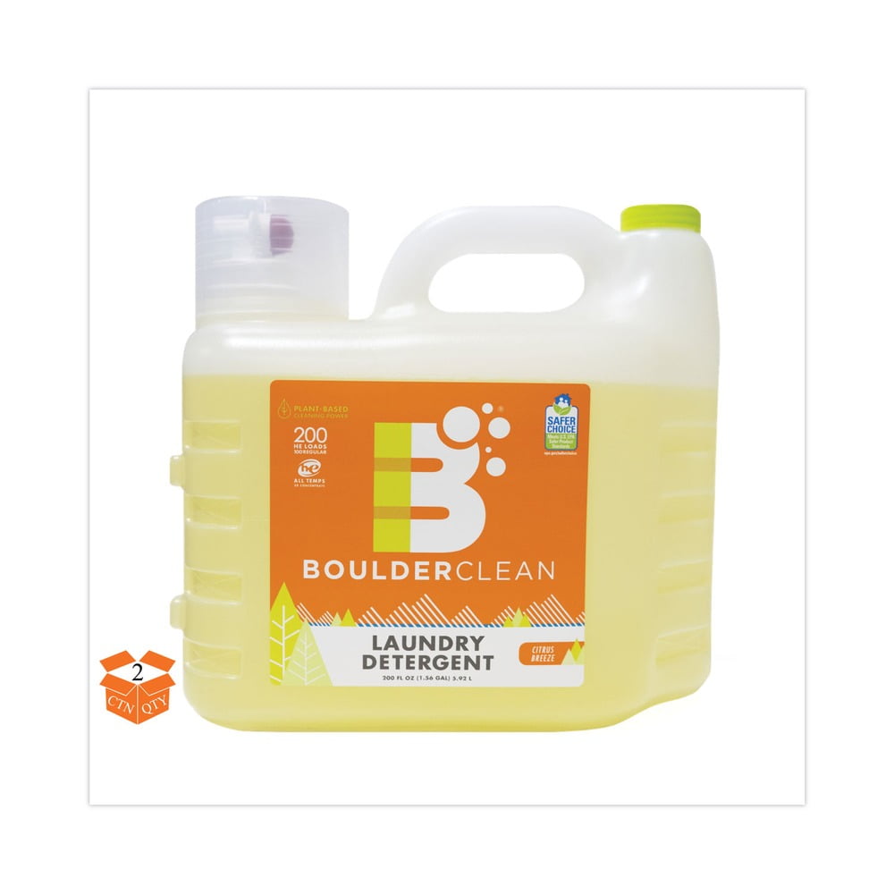 Boulder Clean 003038CT 200 oz. Bottle Liquid Laundry Detergent - Citrus Breeze (2/Carton)