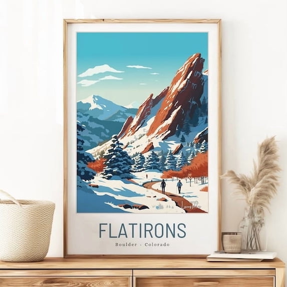 Boulder Colorado Travel Print Vintage Flatirons Souvenir Poster Wall Art Print