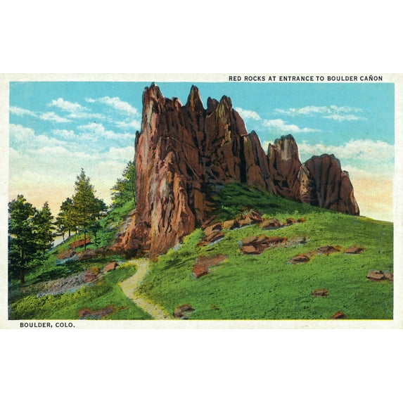 Boulder, Colorado, View of Red Rocks at Boulder Canon Entrance (12x18 Wall Art Poster, Room Decor)