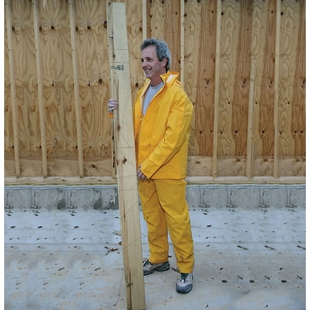 Boulder Creek 61313CM Three Piece Rain Suit Yellow PVC-Coated Rayon Large Yellow