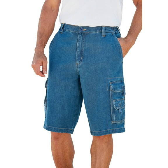 Boulder Creek By Kingsize Men's Big & Tall  12" Side Elastic Denim Cargo Shorts