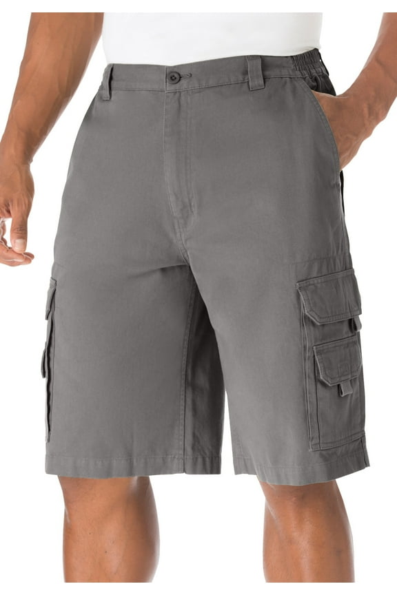 By Kingsize Men's Big & Tall 12" Side Elastic Denim Cargo Shorts