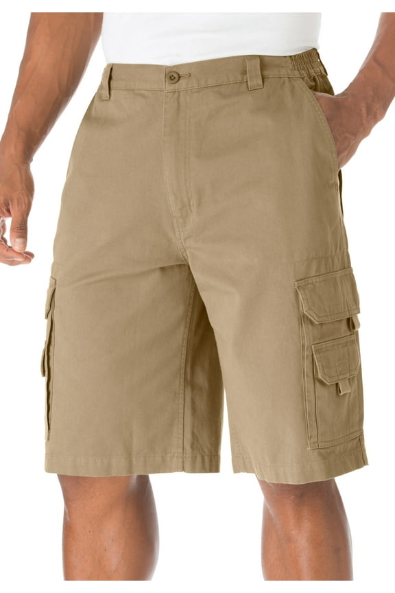 By Kingsize Men's Big & Tall  12" Side Elastic Denim Cargo Shorts