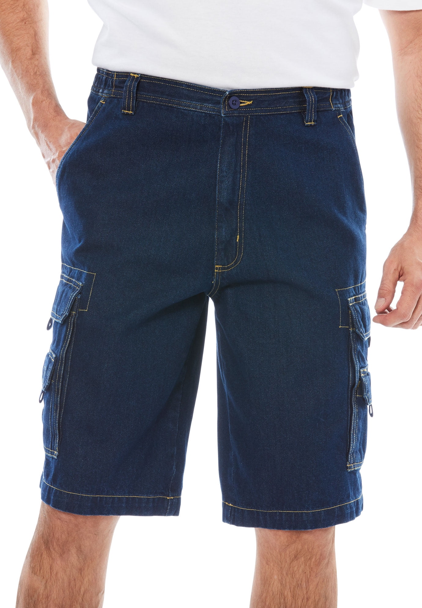 Boulder Creek By Kingsize Men's Big & Tall 12" Side Elastic Denim Cargo