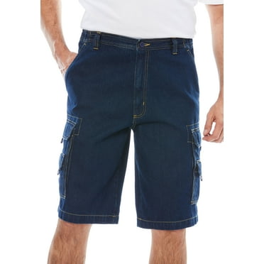 Boulder Creek By Kingsize Men's Big & Tall  12" Side Elastic Denim Cargo Shorts