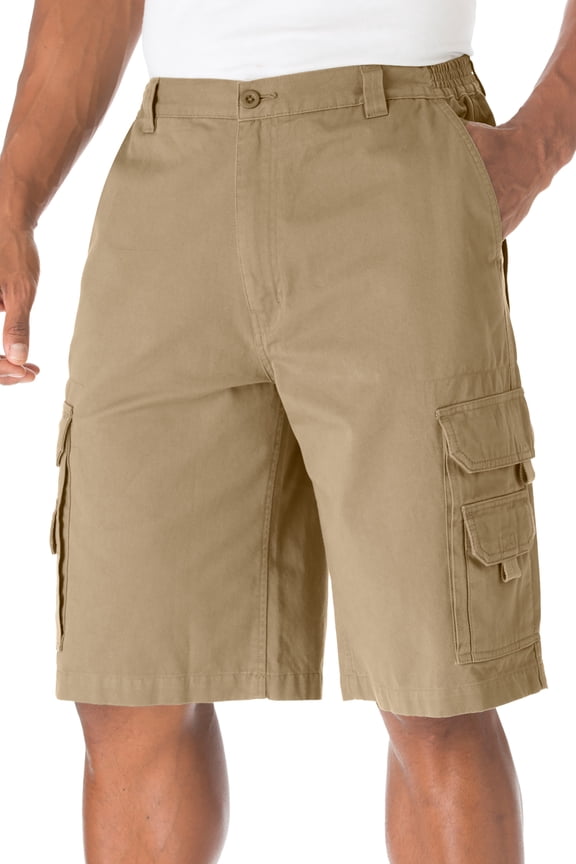 By Kingsize Men's Big & Tall 12" Side Elastic Denim Cargo Shorts