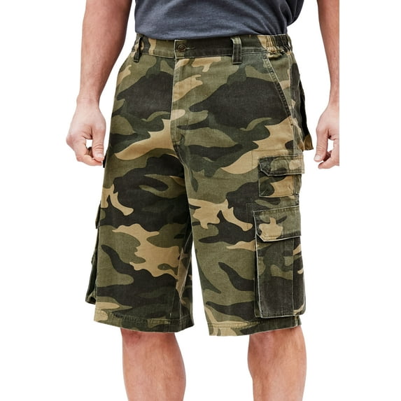 Boulder Creek By Kingsize Men's Big & Tall 12" Side-Elastic Stacked Cargo Pocket Shorts