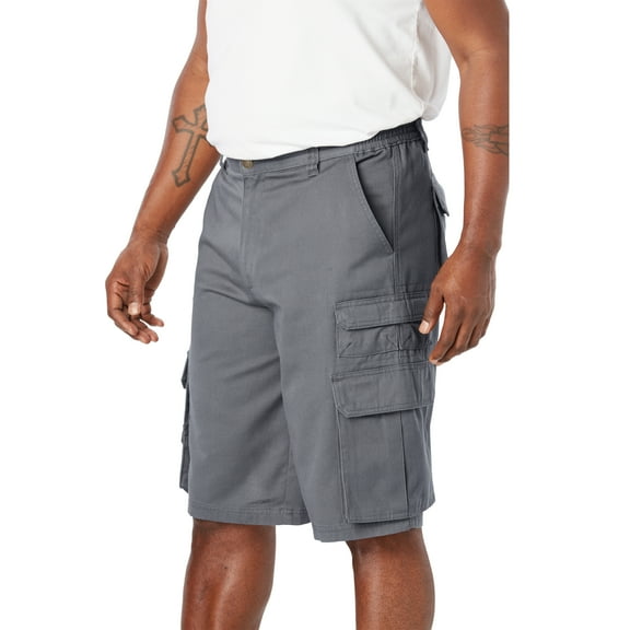 Boulder Creek By Kingsize Men's Big & Tall  12" Side-Elastic Stacked Cargo Pocket Shorts