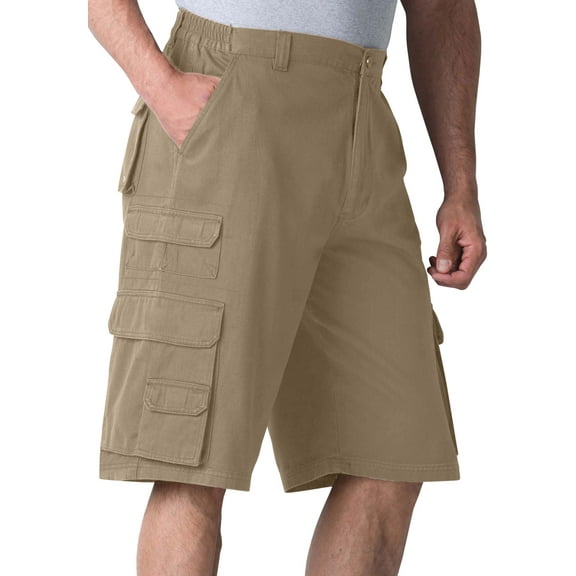 Boulder Creek By Kingsize Men's Big & Tall  12" Side-Elastic Stacked Cargo Pocket Shorts
