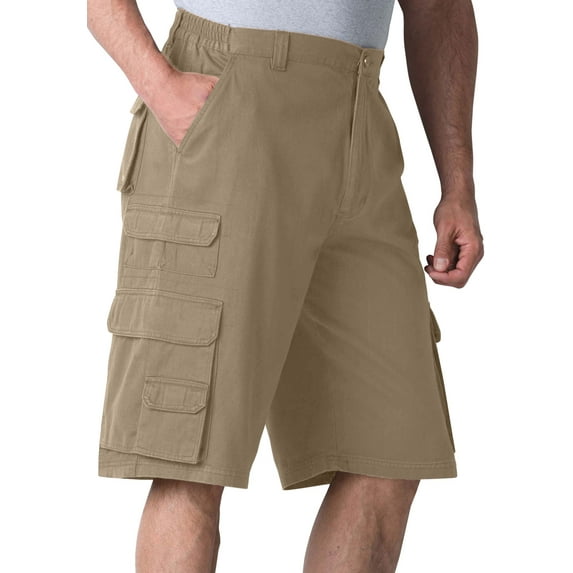 Boulder Creek By Kingsize Men's Big & Tall 12" Side-Elastic Stacked Cargo Pocket Shorts