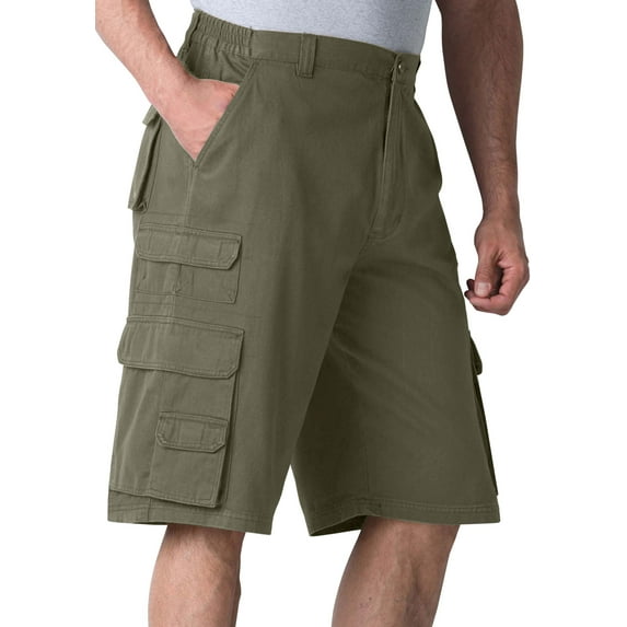 Boulder Creek By Kingsize Men's Big & Tall 12" Side-Elastic Stacked Cargo Pocket Shorts