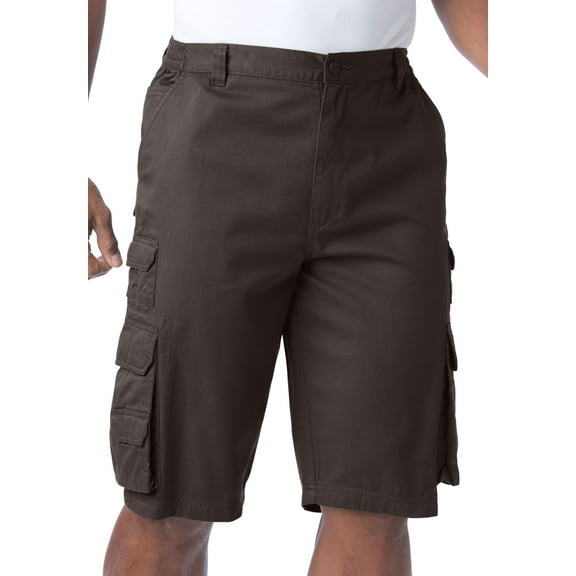 Boulder Creek By Kingsize Men's Big & Tall  12" Side-Elastic Stacked Cargo Pocket Shorts