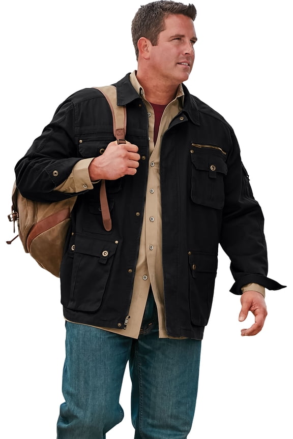 By Kingsize Men's Big & Tall 9 Pocket Twill Utility Jacket