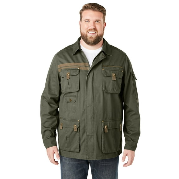Boulder Creek By Kingsize Men's Big & Tall 9 Pocket Twill Utility Jacket
