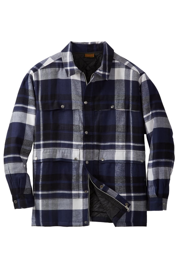 By Kingsize Men's Big & Tall Flannel Full Zip Snap Closure Renegade Shirt Jacket