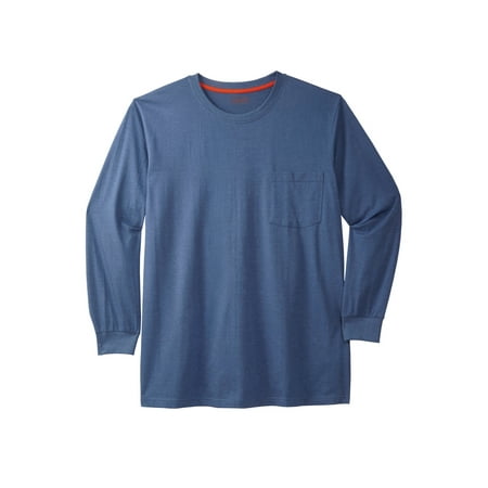 Boulder Creek By Kingsize Men's Big & Tall Heavyweight Crewneck Long-Sleeve Pocket T-Shirt