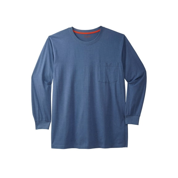 Boulder Creek By Kingsize Men's Big & Tall Heavyweight Crewneck Long-Sleeve Pocket T-Shirt