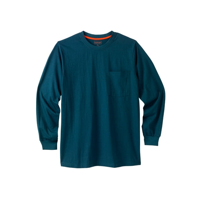 Boulder Creek By Kingsize Men's Big & Tall Heavyweight Crewneck Long-Sleeve Pocket T-Shirt