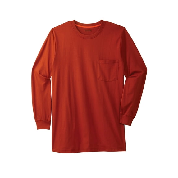 Boulder Creek By Kingsize Men's Big & Tall Heavyweight Crewneck Long-Sleeve Pocket T-Shirt