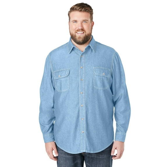 Boulder Creek By Kingsize Men's Big & Tall Long Sleeve Denim And Twill Shirt