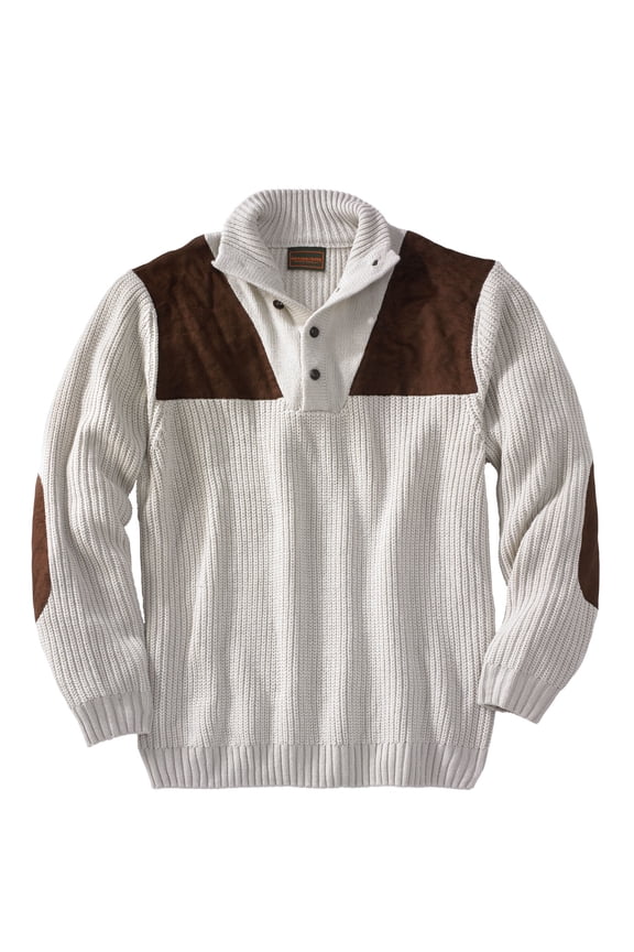 By Kingsize Men's Big & Tall ™ Patch Sweater With Mock Neck