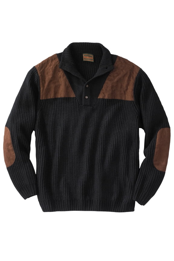 by KingSize Men's Big & Tall Patch Sweater With Mock Neck