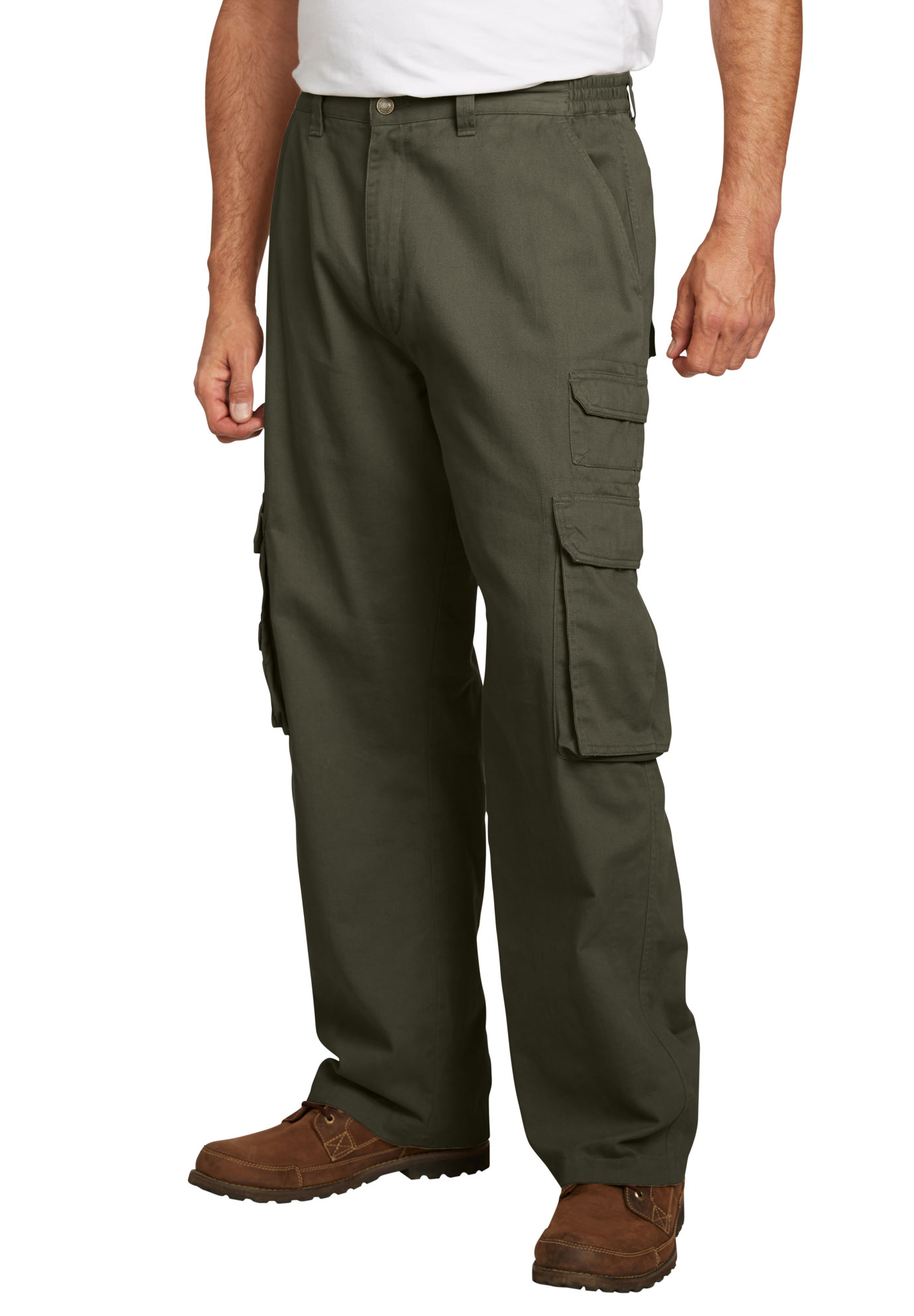 Boulder Creek By Kingsize Men's Big & Tall  Side-Elastic Stacked Cargo Pocket Pants - image 1 of 6
