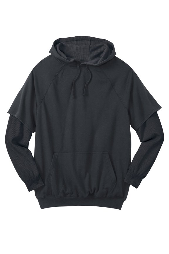 By Kingsize Men's Big & Tall Thermal Lined Layered Look Hoodie