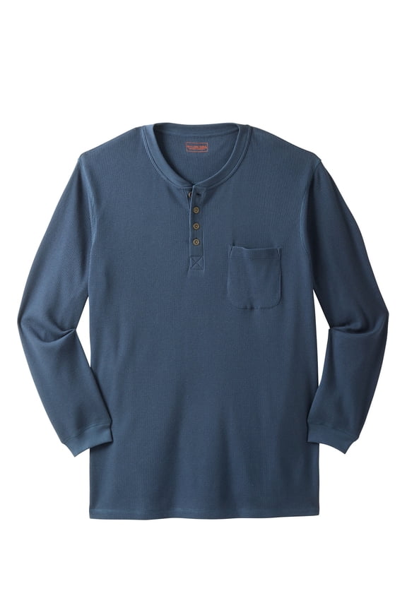 By Kingsize Men's Big & Tall Thermal Pocket Longer-Length Henley Long Underwear Top