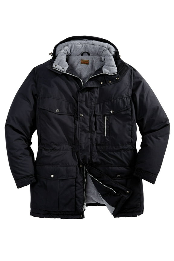 Elastic Waistband Hooded Polyester, Parka Coat (Men's)