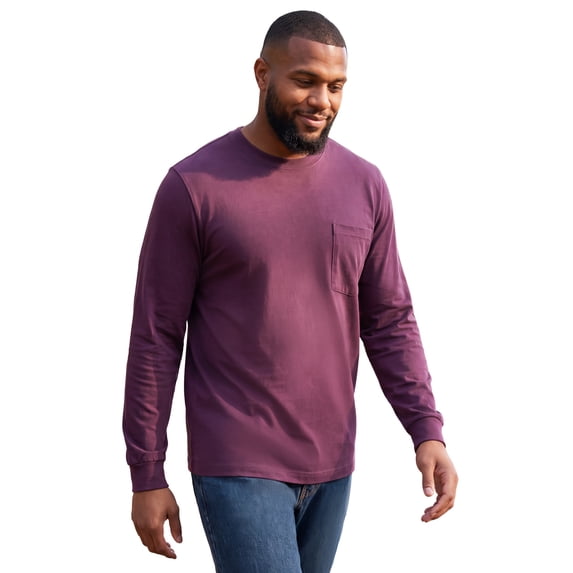 Boulder Creek by KingSize Men's Big & Tall Heavyweight Crewneck Long-Sleeve Pocket T-Shirt